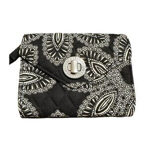 Vera Bradley Black and White Paisley Twist lock wallet EUC